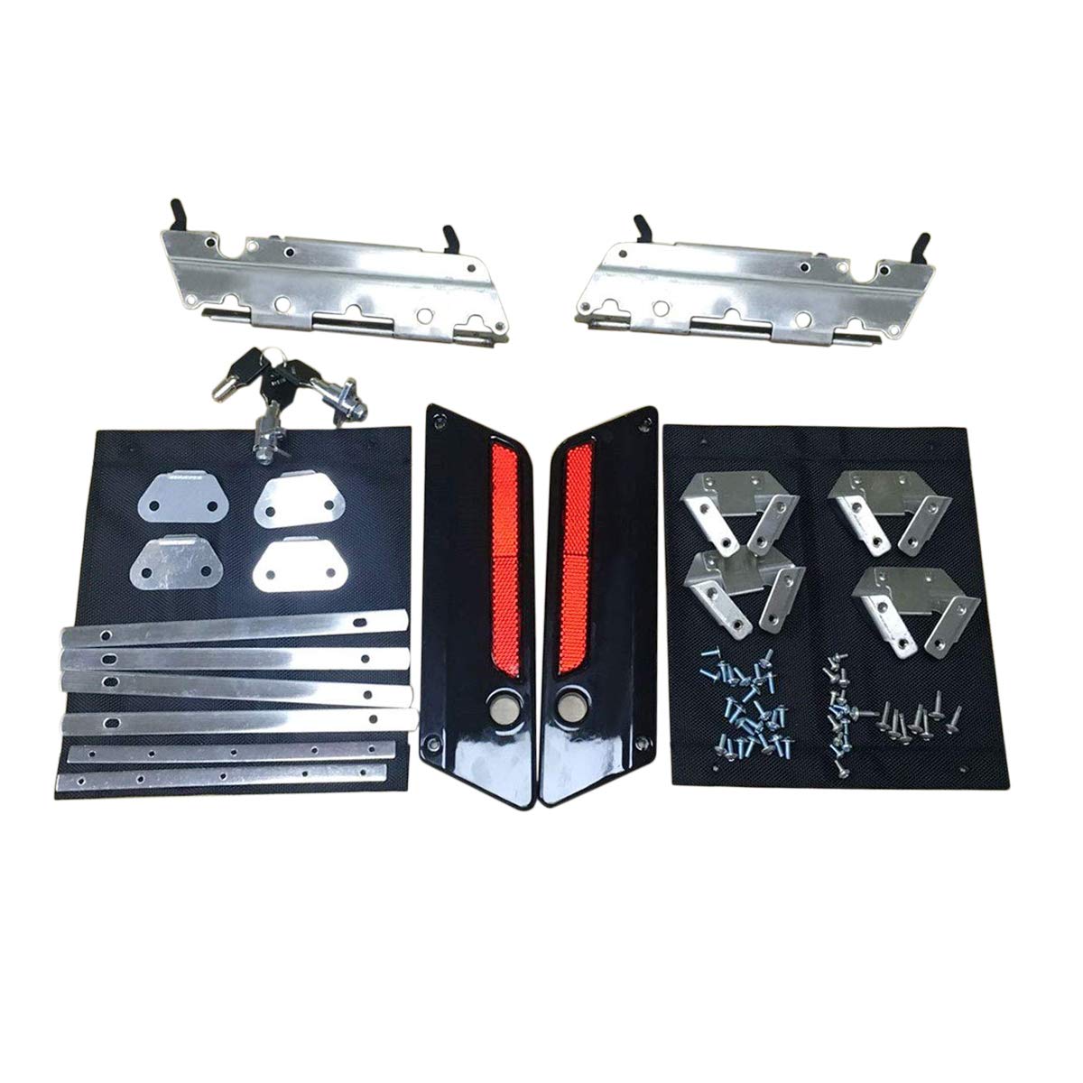 ZXMOTO Saddlebag Hardware Kit Locks & Keys Saddlebag Hardware Latch Set For Harley Saddlebag Hardware Kit 1993-2013 Harley Touring Models,Glossy Black Latch Covers