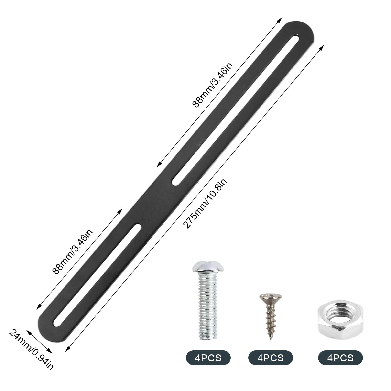 2 Set di Fissaggio per Cassetta Postale per Recinzione,275x24mm Fissaggio per Cassetta Postale Acciaio inossidabile e otto viti per Fissare le Cassette Postali a Cancelli o Recinzioni(Nero)