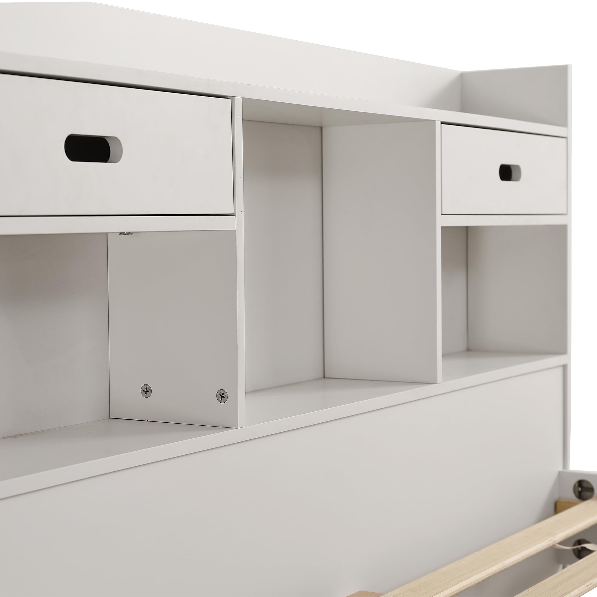 Set completo per camera da letto, letto in legno+comodino+cassettiera, 140 x 200 cm, letto matrimoniale con funzione di conservazione, comodino con 2 cassetti e uno scomparto, MDF, bianco (letto in