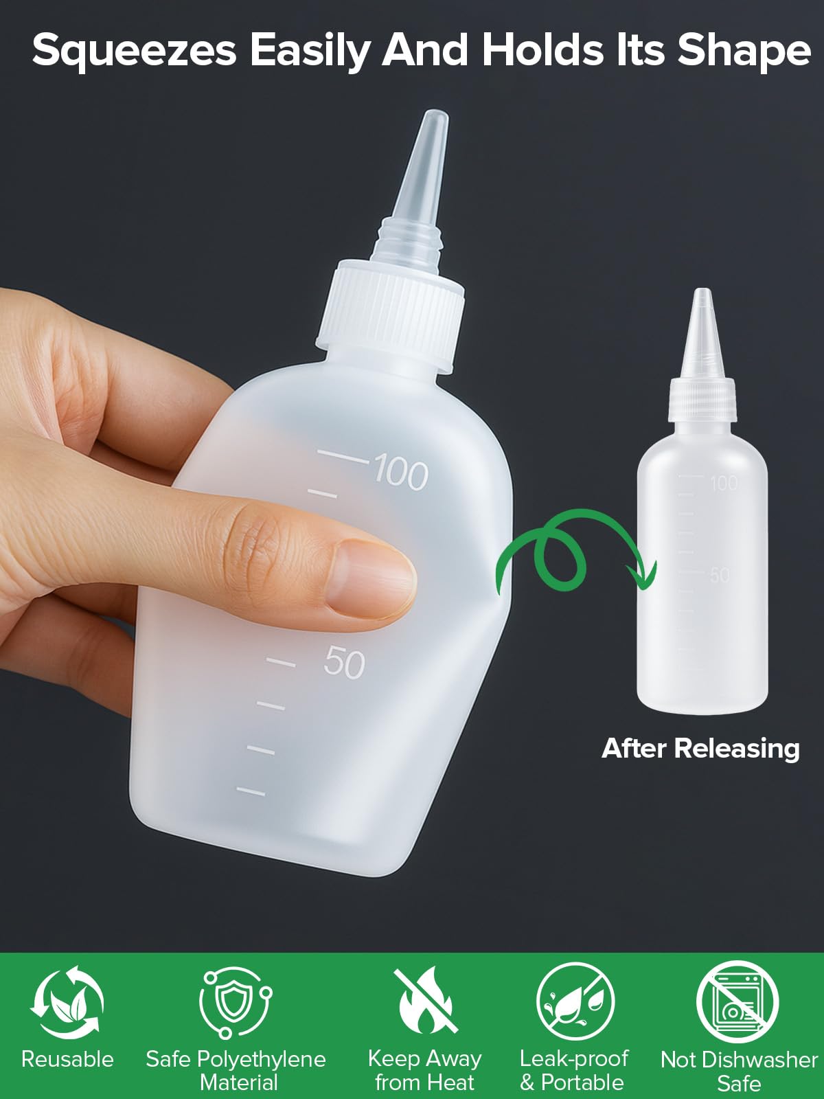 12 Pezzi Bottiglia Squeeze di Plastica, 100ml Riutilizzabili Squeeze Bottle, Bottiglie per Squeeze con Tappi, Vuote Condimento Dispenser per Ketchup, Senape, Olio d'oliva, Mayo