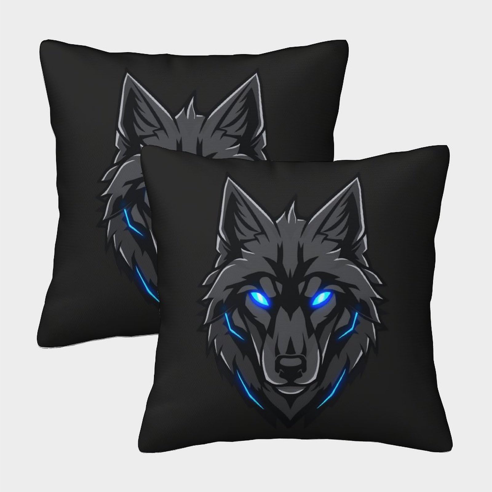 kaiyun 2 Pack Minimalist Wolf Pillowcase 50x50cm, Cushion Cover,3D Digital Printing Bed Sofa Decorative