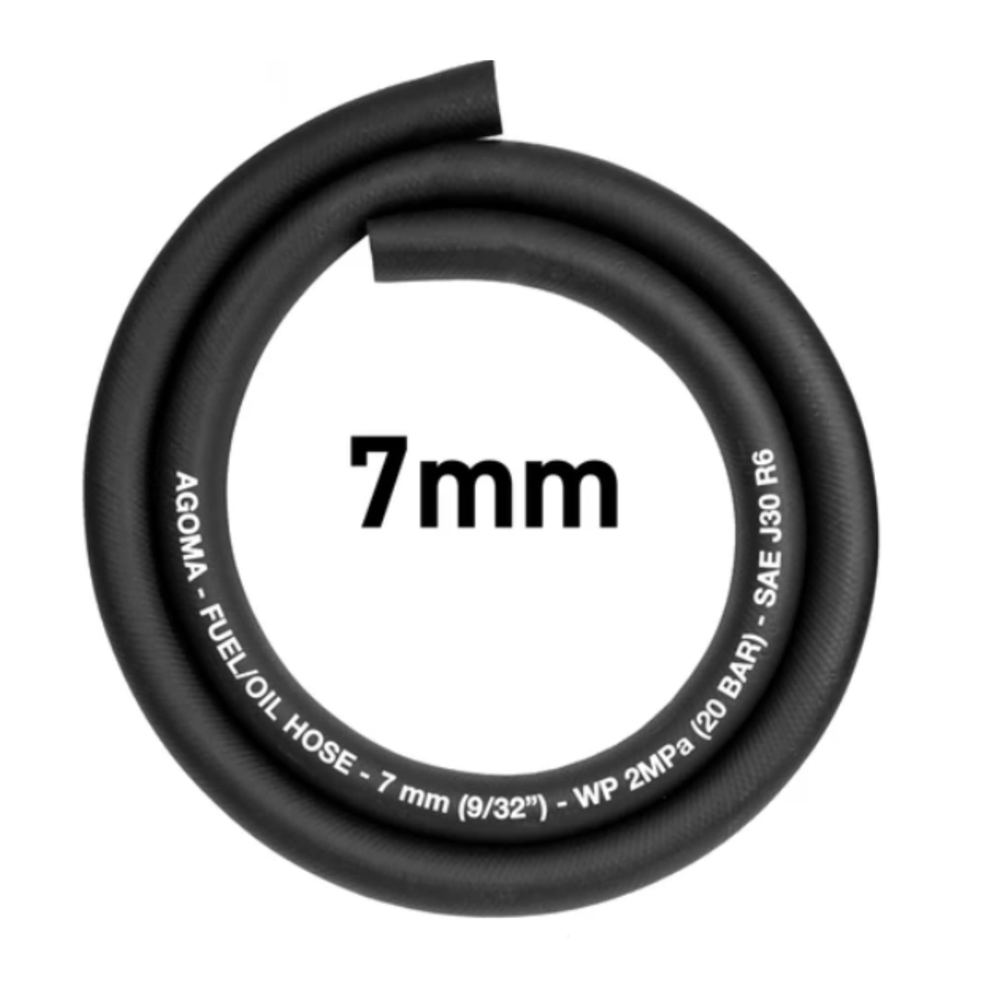 Ap Supplies Black 7Mm X 3Meter Fuel Hose - Reinforced Rubber Hose For Fuel, Diesel, Petrol, Water - Oil-Resistant Flexible Pipe For Engine Fuels, Industrial Use