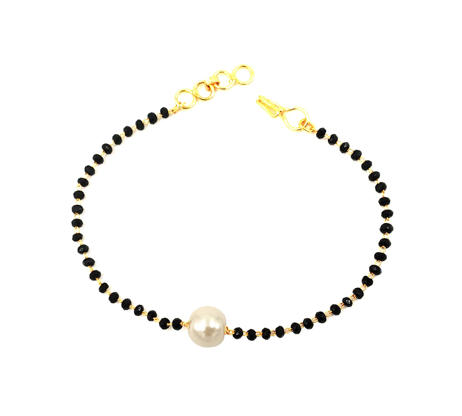 JHB Single Pearl Boll Bracelet Black Crystal Hand Mangalsutra Bracelet For Womens (B08QW4ZPCX) Amazon Price History, Amazon Price Tracker