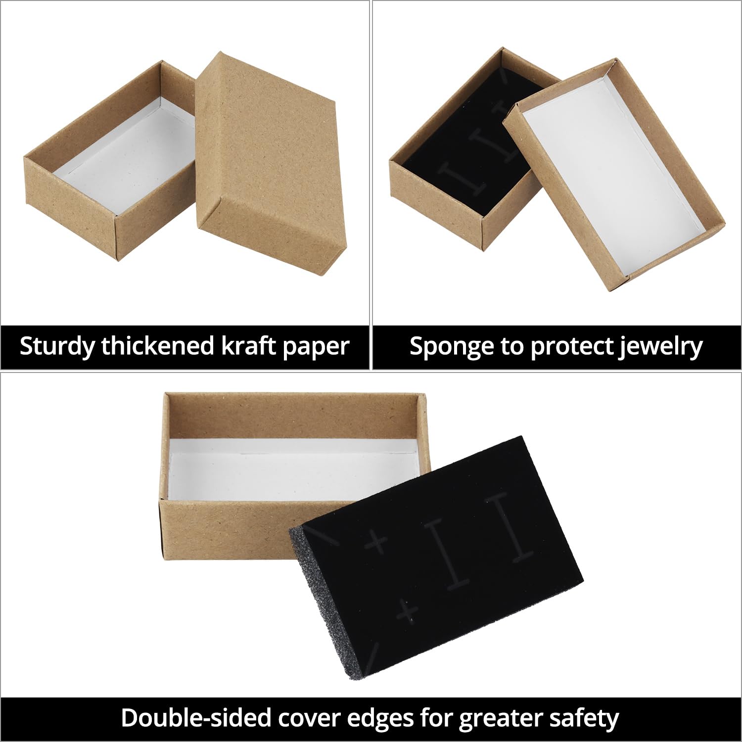QWORK® 30 sztuk pudełek na biżuterię, pudełka prezentowe z kartonu 8x5x3cm z pokrywką, do prezentacji naszyjników, pierścionków, kolczyków