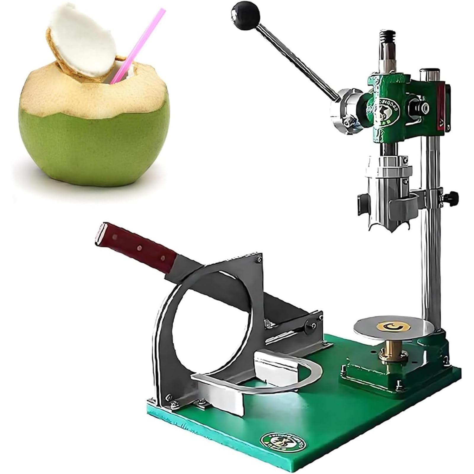 XNZJHPP Stainless Steel Coconut Opener Tool for Fresh Young Coconuts, Manual Vertical Peeler with 2.36 Opening Diameter, Easy Single Handle Design for Effortless Coconut Drinking (SingleHandle)