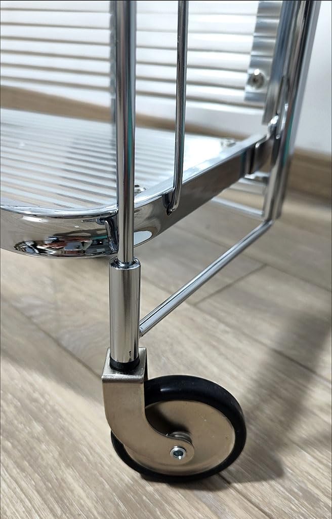 Carrello Bar Pieghevole su Ruote per servire caffè e Bevande, Carrello portaoggetti su Ruote per Cucina e Feste - Elegante Carrello Mobile per Bevande per intrattenere