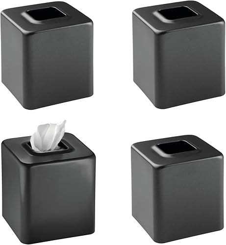 mDesign Cubierta cuadrada de metal para caja de pañuelos de papel, moderno soporte de papel facial, accesorios para encimera de tocador de baño,