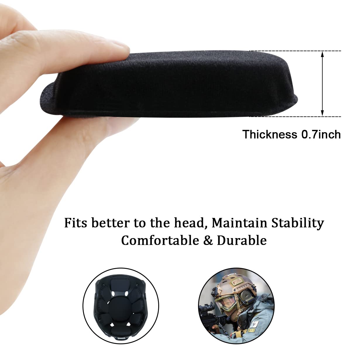 AOUTACC Universal Airsoft Helmet Pads, Helmet Replacement Foam Padding Kits Set Accessories Mats for Fast/Mich/ACH/USMC/PASGT Helmet (Memory Foam, Black)