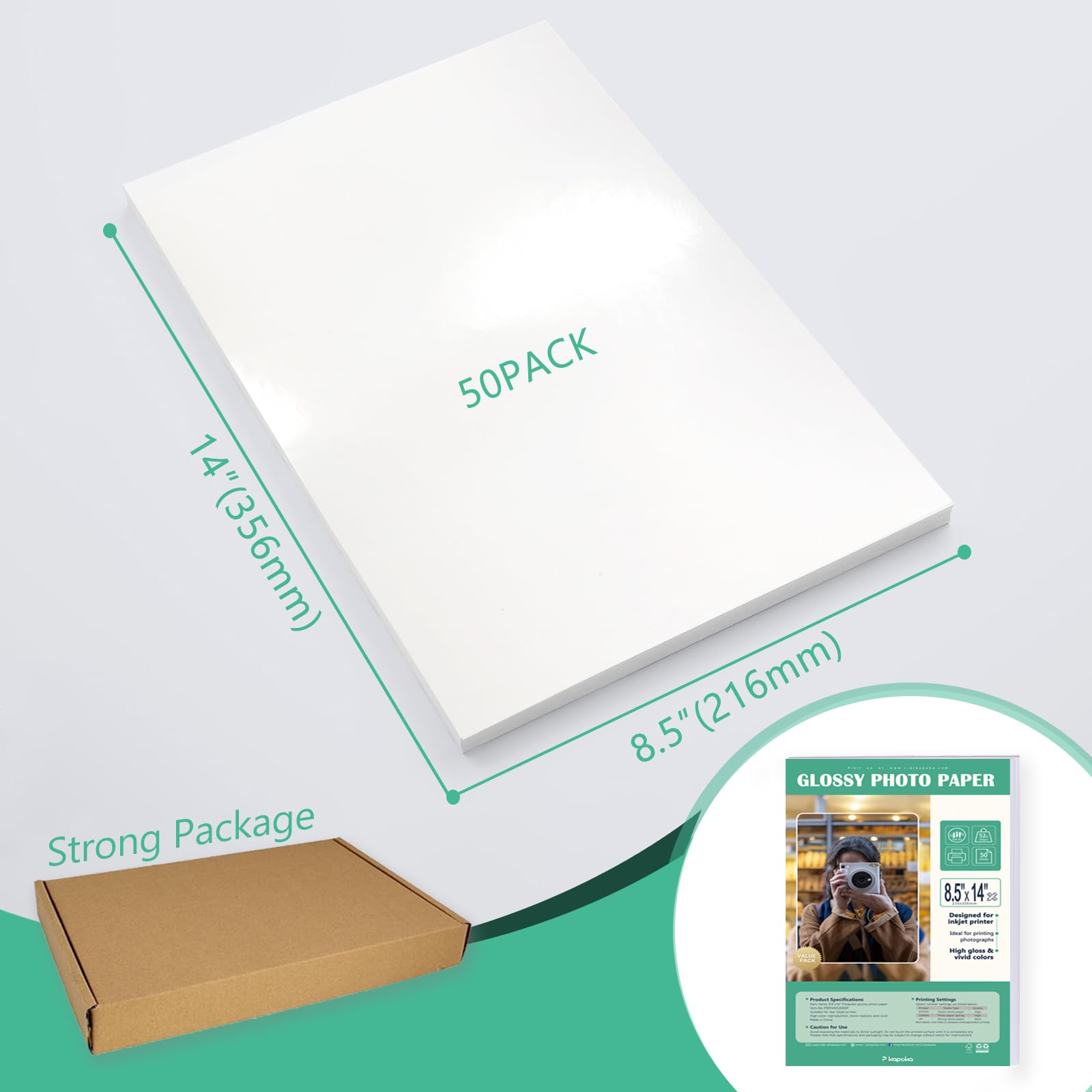 21,6 x 35,6 cm, glänzendes Fotopapier für Tintenstrahldrucker, US-Größe, 50 Blatt (P8514WS200GP)