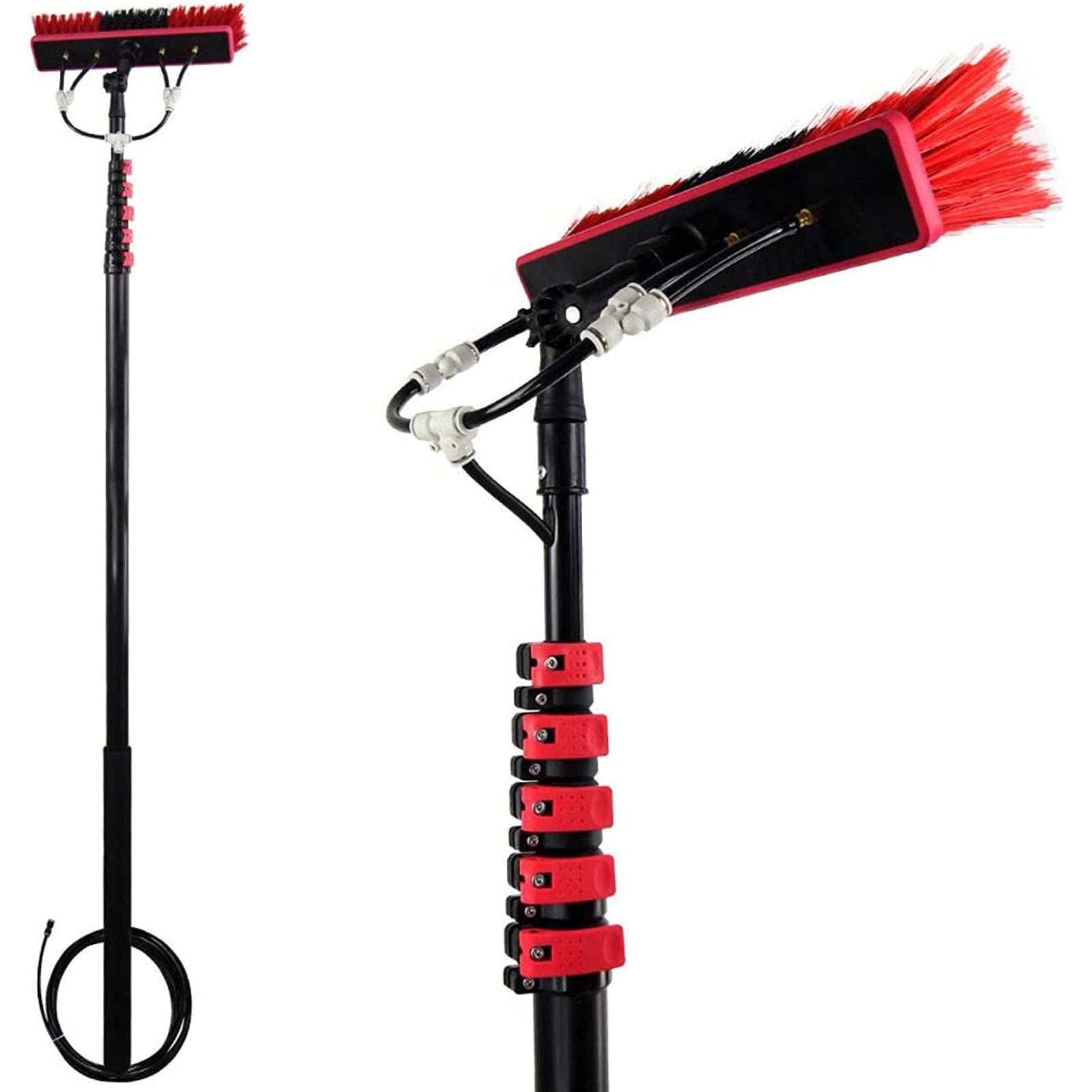 BHFLJSAQ 3-12M Telescopic Water Fed Brush for Window & Glass Cleaning, Photovoltaic Panel Maintenance, 35cm Brush Head, Extends 36FT for Easy Reach