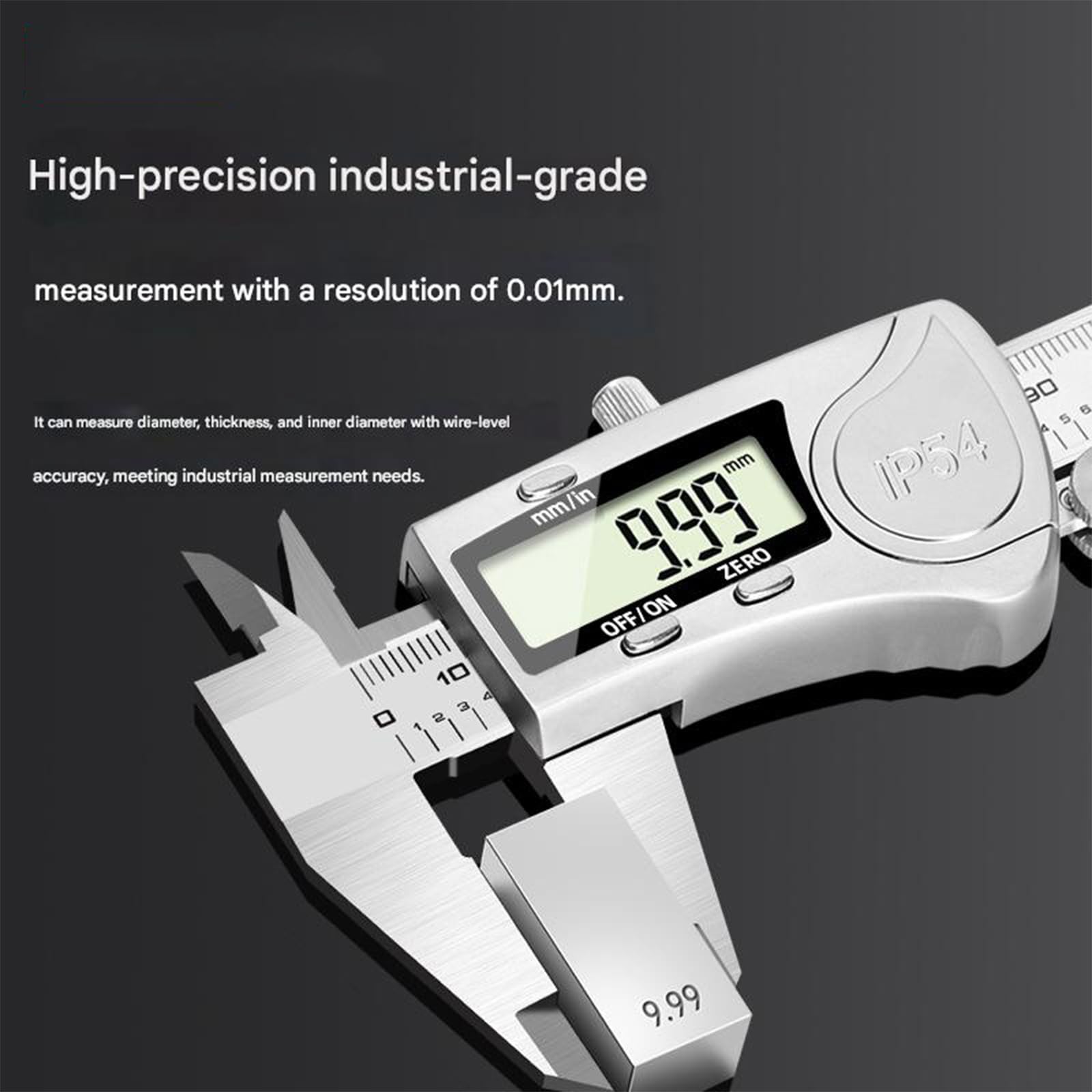 Calibrador digital de 0,01 mm, herramienta de medición de alta precisión, pantalla LCD, cuerpo de acero inoxidable para calibrador digital electrónico profesional