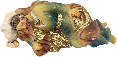 Miniatura 3 de Estatua de San José durmiente católica pintada a mano con tarjeta de oración de 4 pulgadas