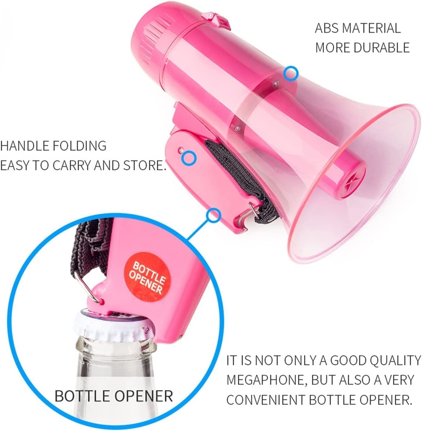 Bullhorn Haut-parleur mégaphone d'enregistrement des années 240 avec port USB 20 W avec sirène intégrée et mégaphone portable