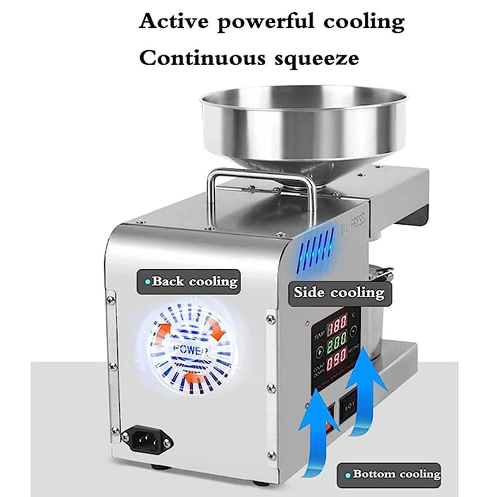 Prensa Aceite Automática 610W - Oliva, Hueso, Sésamo, Cacahuete - Máquina de Extracción Caliente y Fría - Tornillo Prensa Doméstica