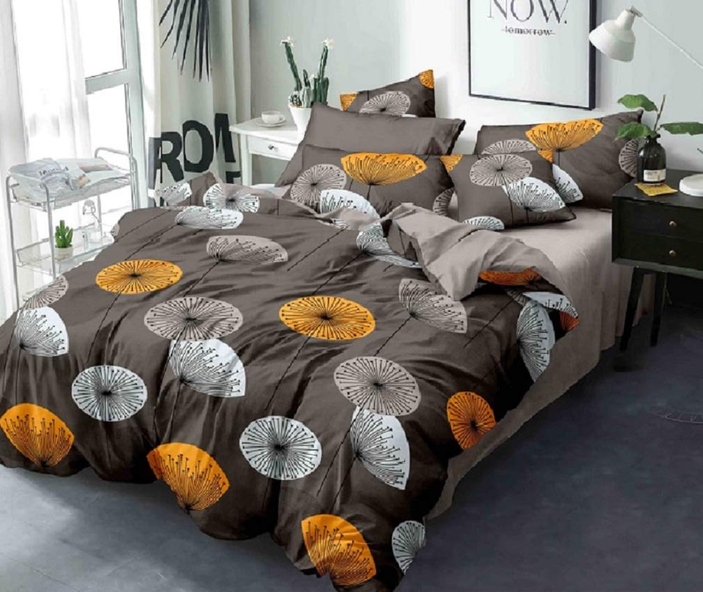 350TC Microfiber Glace Cotton AC Comforter Set King Size Double Bed with 1 Flat bedsheet-225x250 cm inch and Two Pillow Covers45x70 cm (II 4 pc Bedding Set-Multicolor1-picture-15
