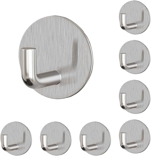 Miniatura 13 de Ganchos adhesivos para toallas EDMILE para baños, 8 piezas de ganchos para toallas para colgar sombreros, batas, abrigos, ganchos adhesivos para