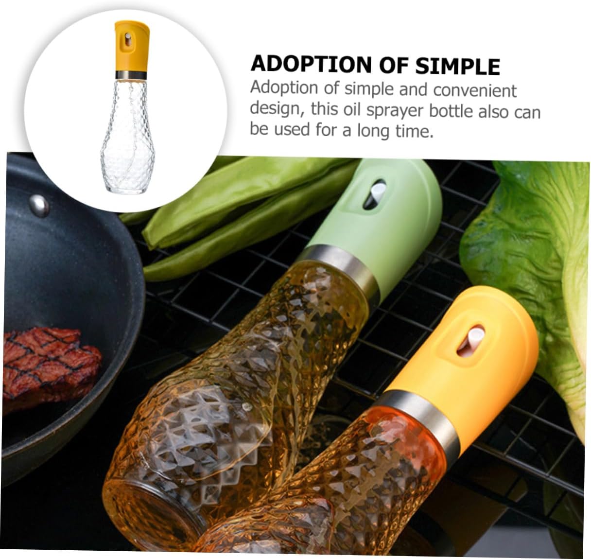 Kichvoe Glass Oil Spray Bottle Ergonomic Design Glass Oil Dispenser for Kitchen Cooking Air Fryer and Salad Dressing for Healthy Meal Preparation