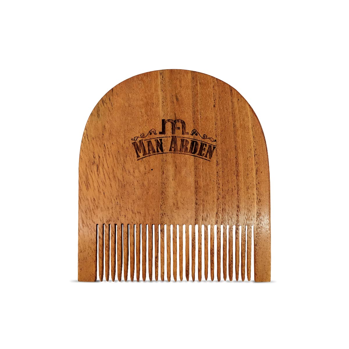 Man Arden Peine de madera en forma de U Pure Neem con bolsa de cuero sintético de primera calidad