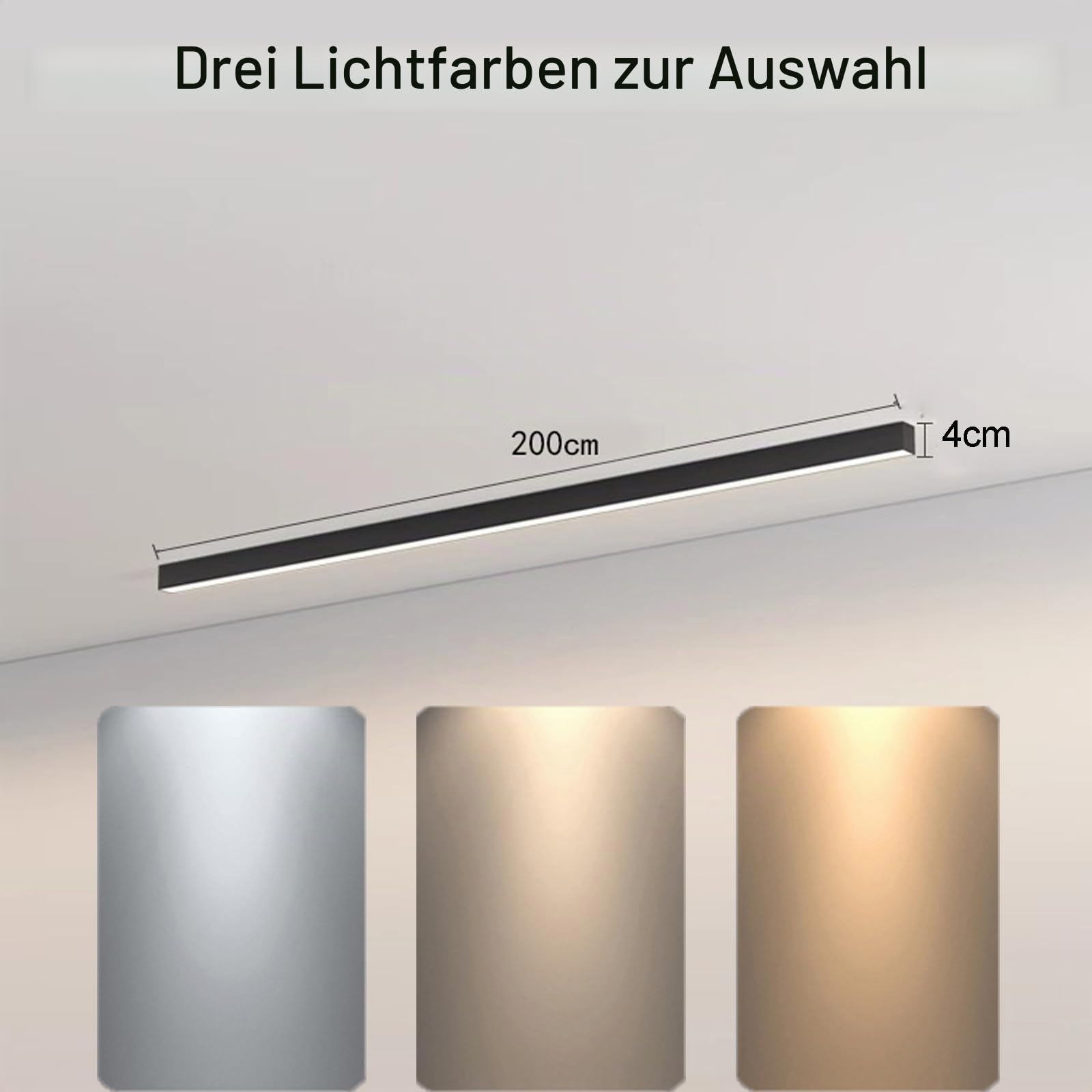 LED Moderne Deckenleuchte Deckenlampe Aluminium Lange Lichtleiste Deckenbeleuchtung Büro Deckenbeleuchtung für Küche Wohnzimmer Schlafzimmer Esszimmer Balkon Flur (Newtrales Licht,120CM)