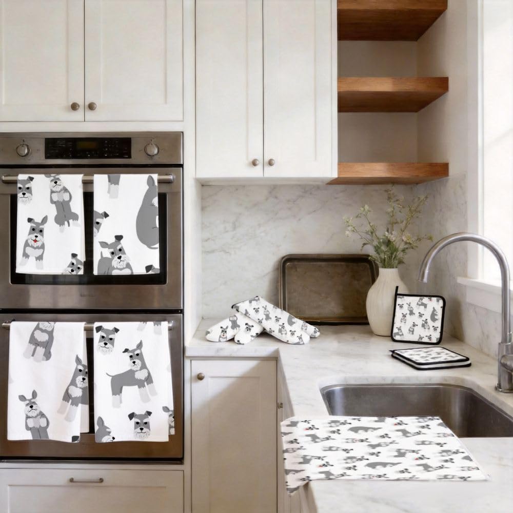9PCS Carino Schnauzer Cucina Decor e Accessori Set