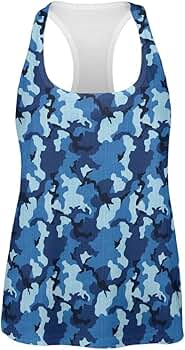Old Glory Navy Blue Camo All Over Womens Work Out Tank Top