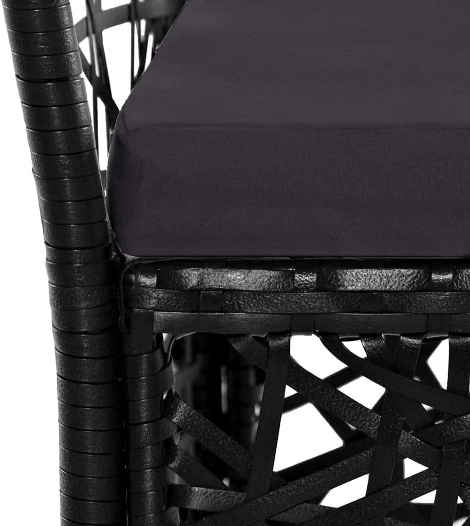 7 Piece Patio Dining Set,Backyard Decor,Party Furniture,Casual Table Chairs,Afternoon Tea Suit,Conversation Furniture,Perfect for Outdoor Garden, Lawn, and Backyard, Poly Rattan Black