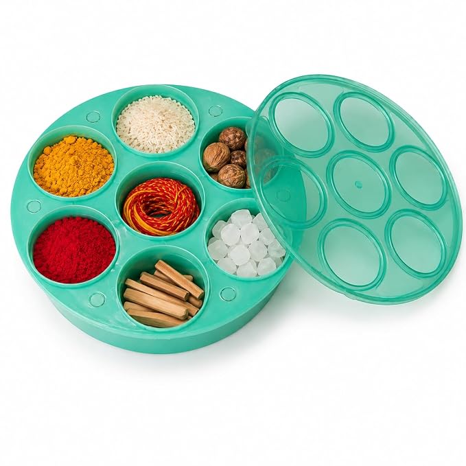 Plastic Pooja Box for Mandir | Kumkum Haldi Chawal Sindoor Storage Box | Pooja Samagri Organizer for Home Temple
