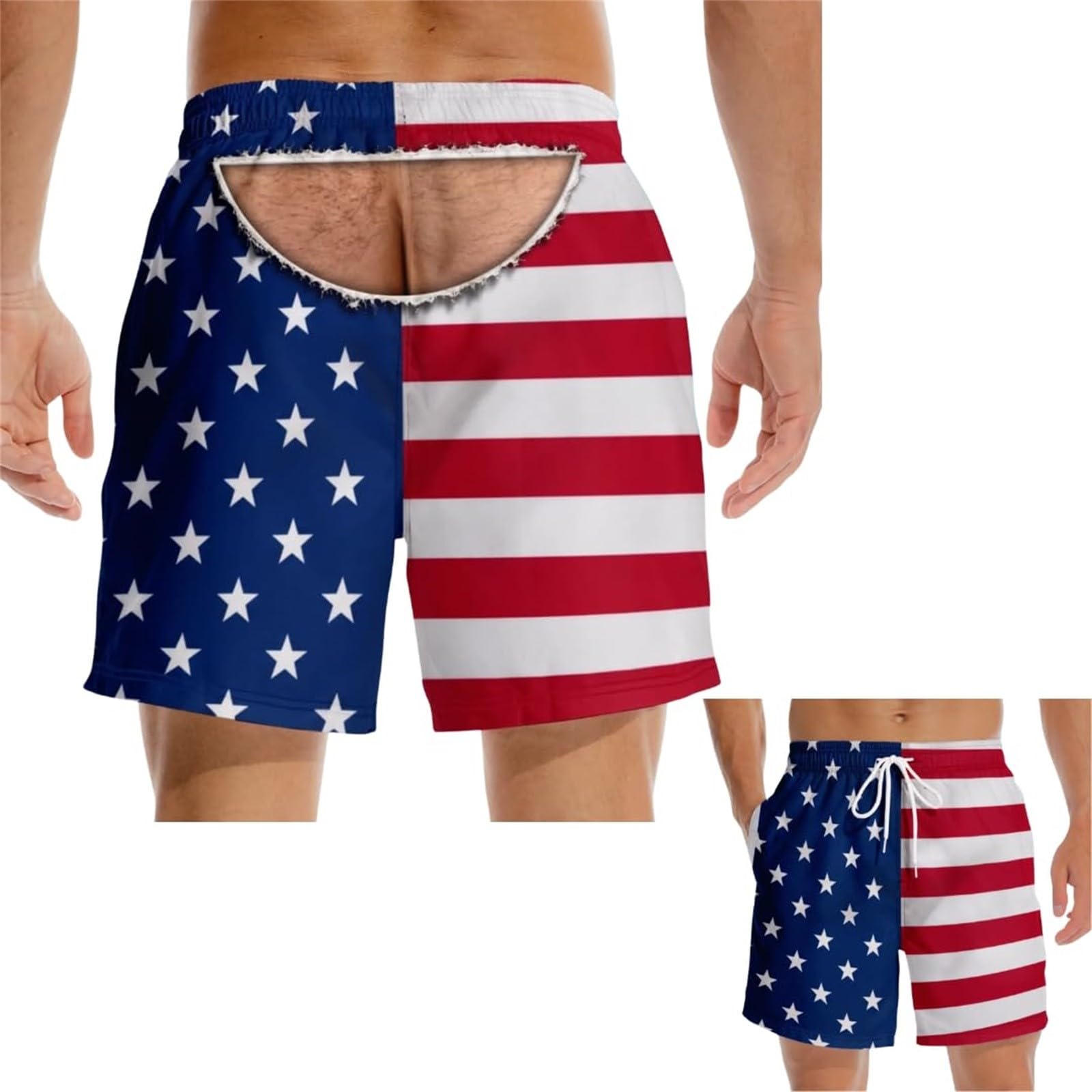CHUNOTU Swimming Shorts Men 2026 Funny Flag Hairy Big Booty Swim Trunks