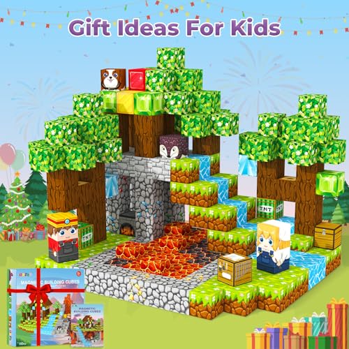 magnetic blocks magnetic tiles building blocks magnet cubes toddler kids toys sensory stem toys for 3-5 4-6 5-7 6-8 year old boys girls easter birthday gifts travel outdoor kids games 08in2cm