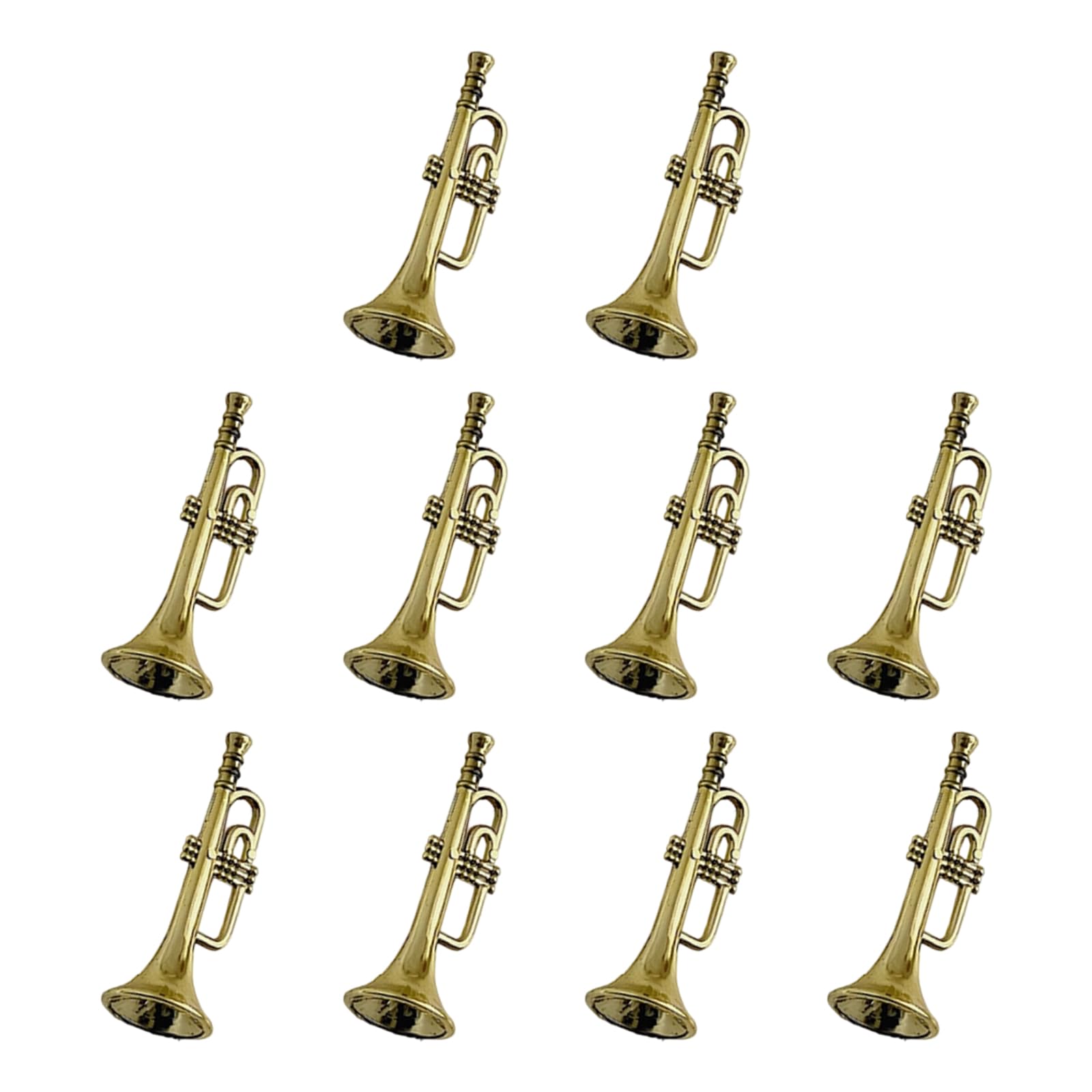 10Pcs Miniature Trumpets Pendant Musical Instrument Theme Ornament for Christmas Tree Decoration Backpacks Charm Music Lover Gifts
