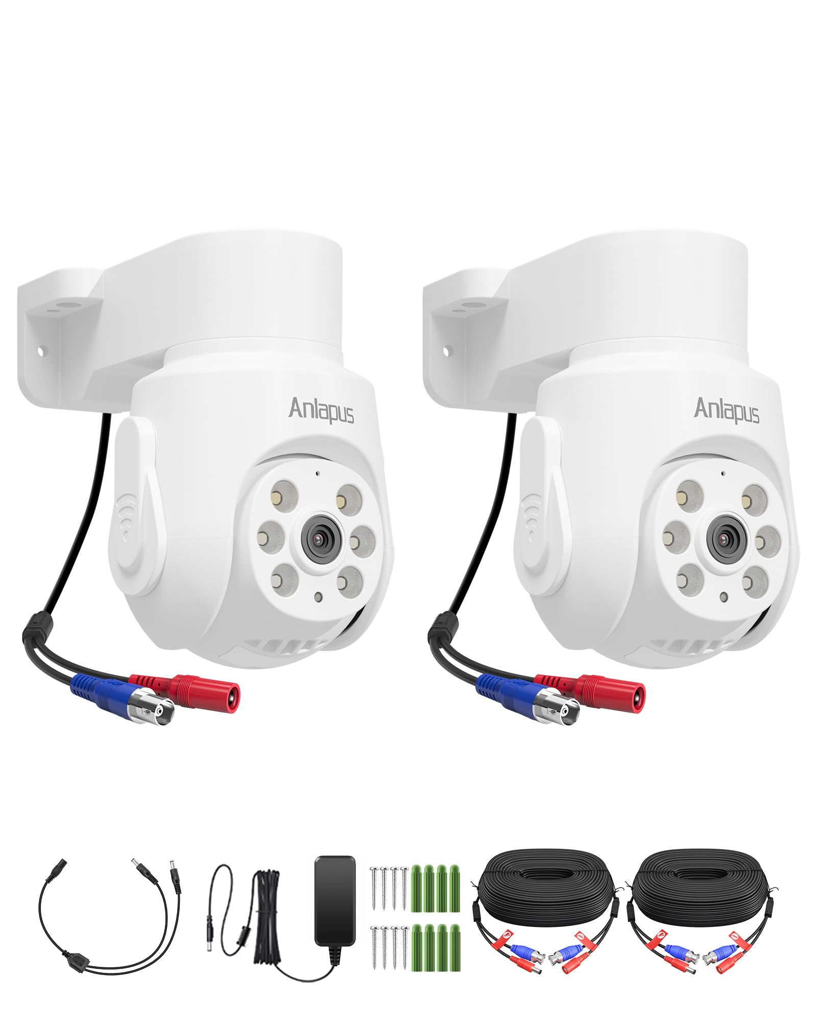 Anlapus 2Pack 5MP Pan Tilt Wired Security Cameras, 3K Outdoor Indoor Home CCTV Camera, IP66 Weatherproof, Audio Monitoring, Night Vision, Only Work 4K/5MP DVR Surveillance System-image-30
