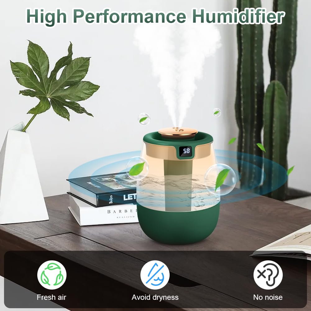 Adiwo Humidifier for Bedroom 1.8L Cool Mist Humidifiers with Smart Humidity Display, Mini Air Humidifier, Ultra-Quiet 20dB - Image 4
