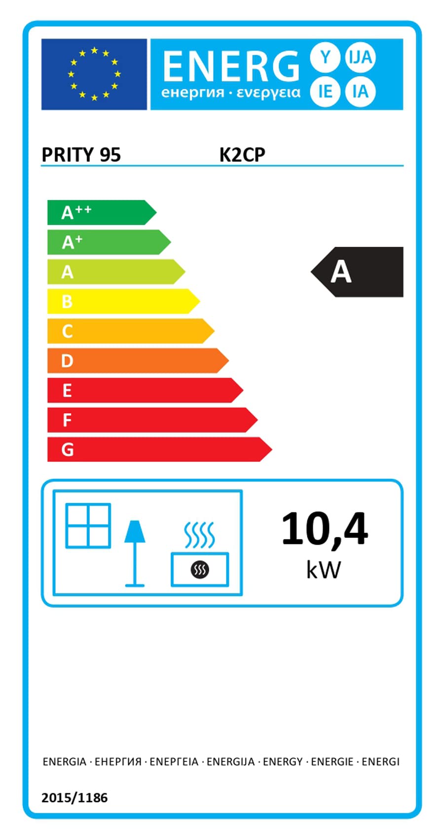 Stufa a legna con scomparto in legno Prity K2 CP 10 kW