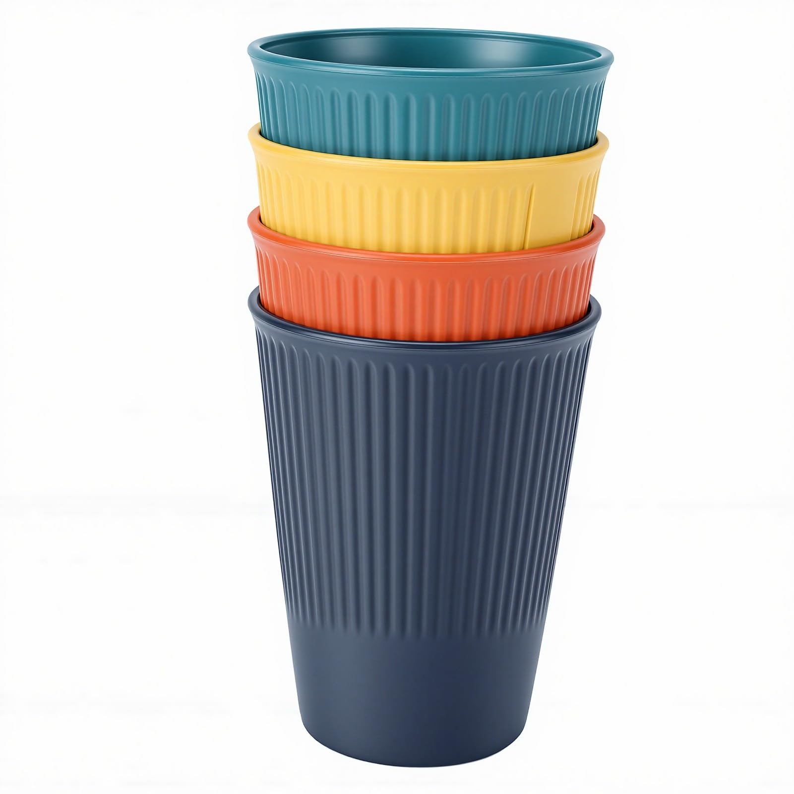 Bewinner Ensembles de Vaisselle Incassables pour 4 Personnes, Assiettes Légères, Bols, Tasses, Couverts – Passe au Lave-vaisselle et au -ondes, Empilable et Réutilisable pour Voyage, Camping,