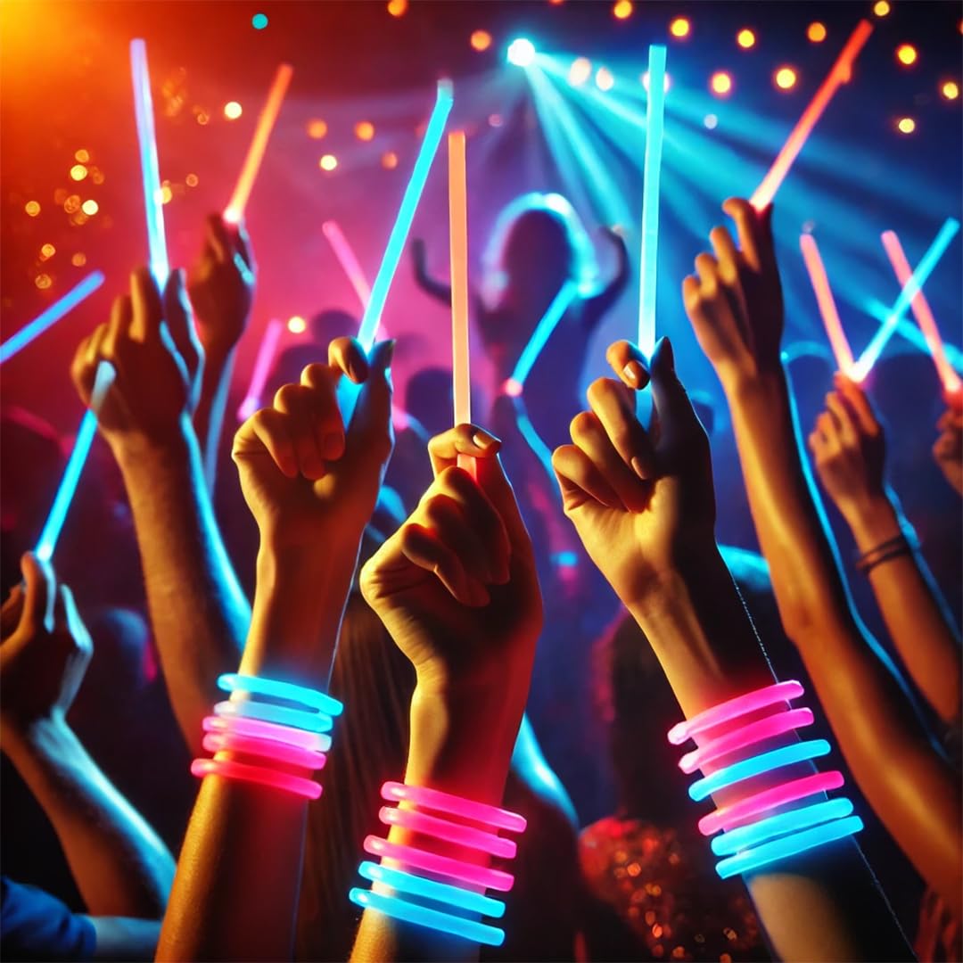 Wanna Party WP Kids Glow Sticks Bulk Party Supplies 50 Pack 8 Inch Glow In The Dark Sticks,Light Up Party Favors. Neon Glow Bracelets&Glow Necklaces With Connectors. Glow Party Decorations,Multicolor - Image 5 thumbnail