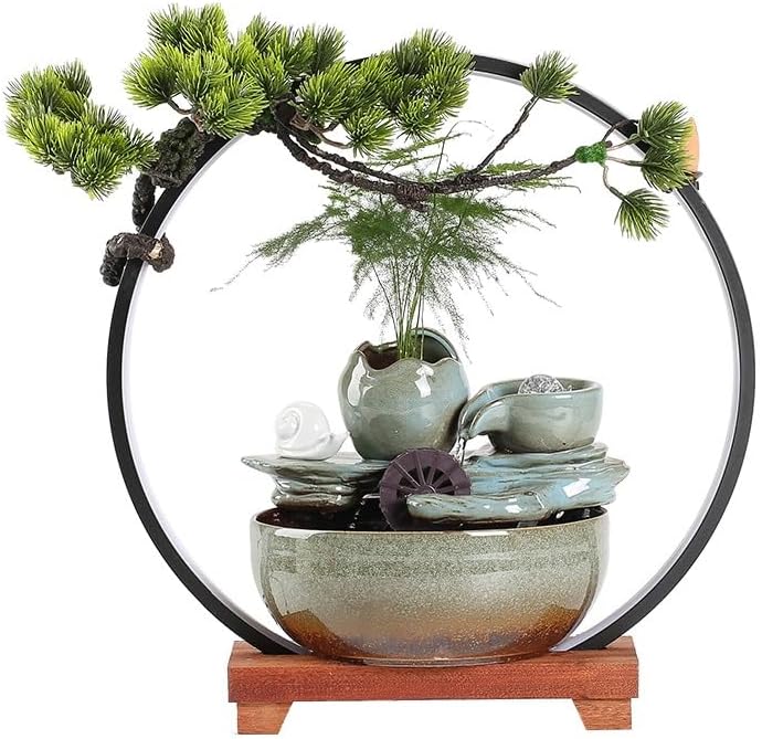 Small Indoor Fountains Tabletop Fountain Water Ornaments Creative Home Porch Living Room Desktop Office Circulating Water Fountain Desktop Fountains for Home