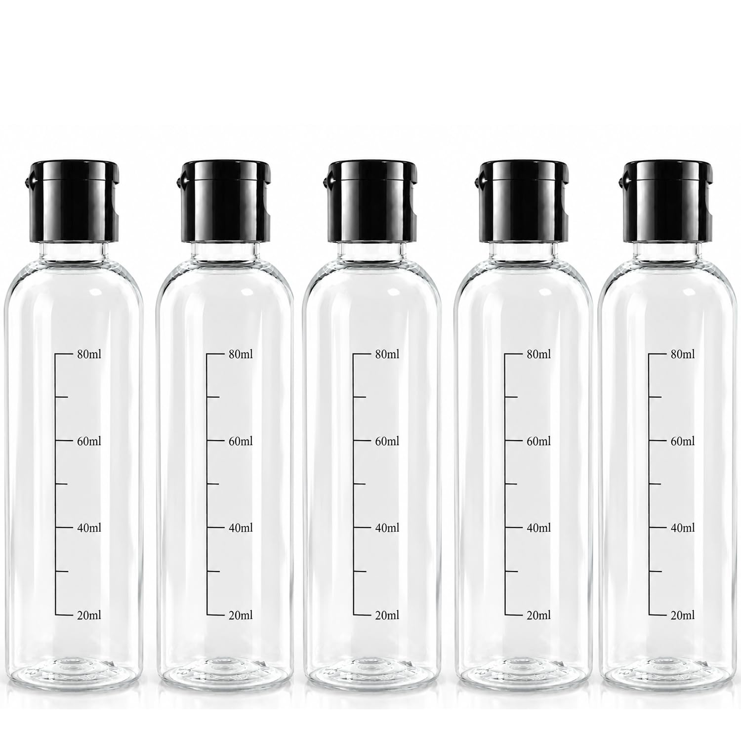 bottiglie da viaggio da 100 ml di plastica vuote,5 PCS flaconi da viaggio vuoti trasparenti per aereo ,Kit Contenitori Viaggio Liquidi in plastica, flacone trasparente per shampo lozione tonico viso