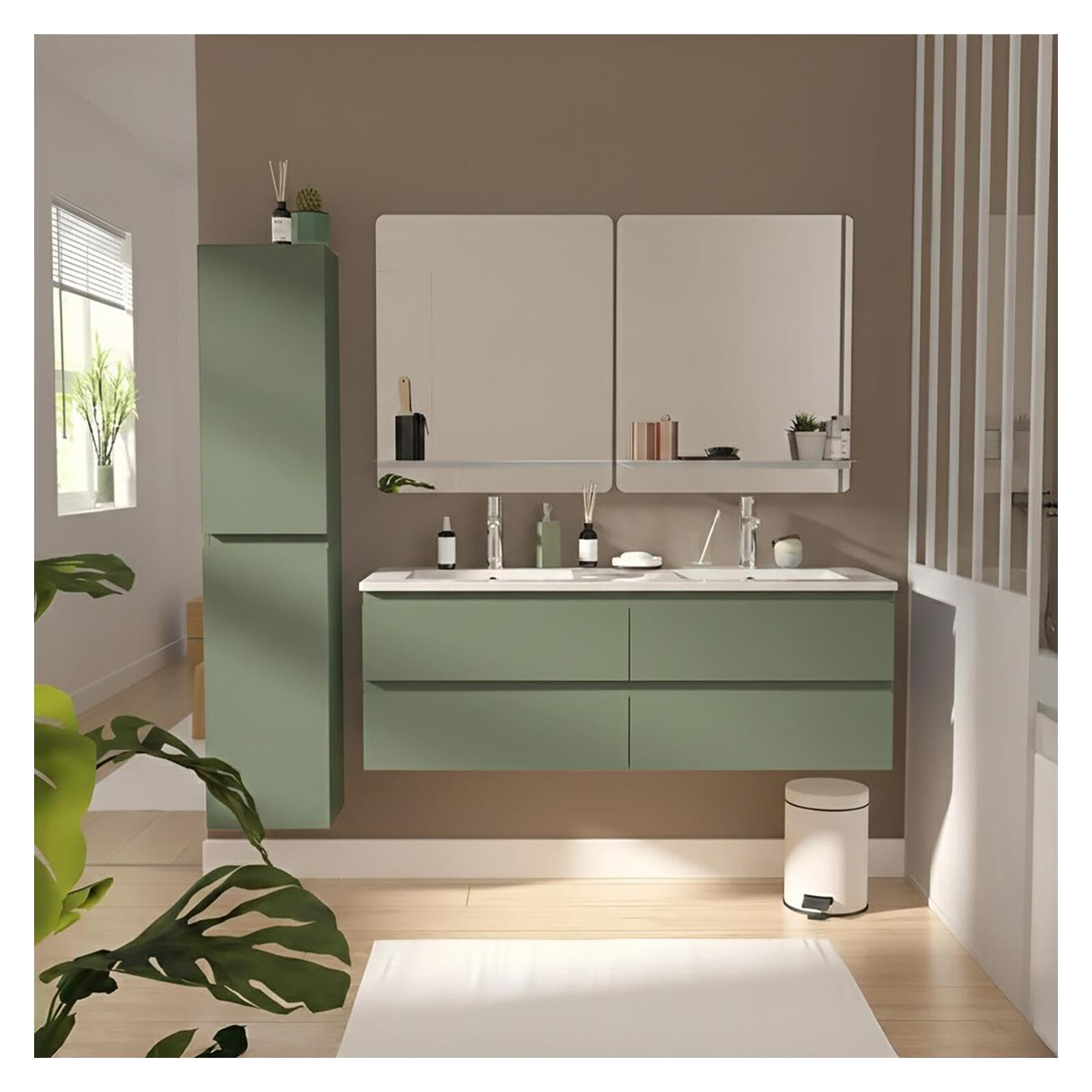 MOB-IN Mueble doble lavabo Sorrento colgante con encimera de cerámica, 120 cm