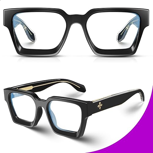 Miniatura 2 de VISOONE - Lentes para bloqueo de luz azul, rectangulares, elegantes, estilo preparatoria, multicolor, marco para mujeres y hombres, diseño River