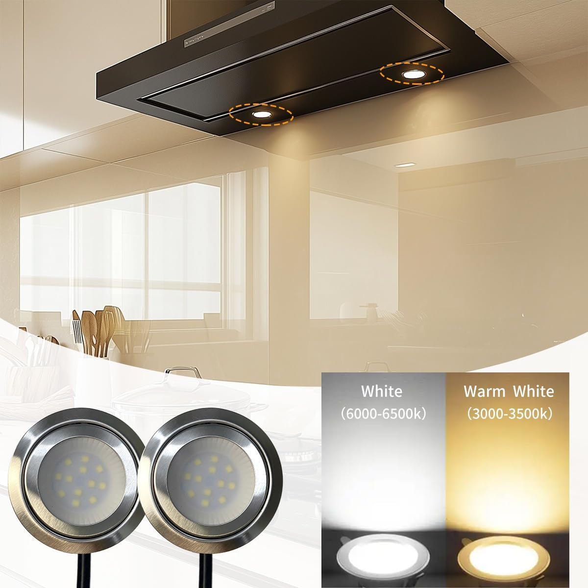 2pcs Kitchen Range Hood Light Bulbs, 12V 24V 110V 220V with SM/EL/YL Female Connectors, for 2.36–2.56-inch Cabinet Cutout Lights(Warm White,EL Connector_12V)