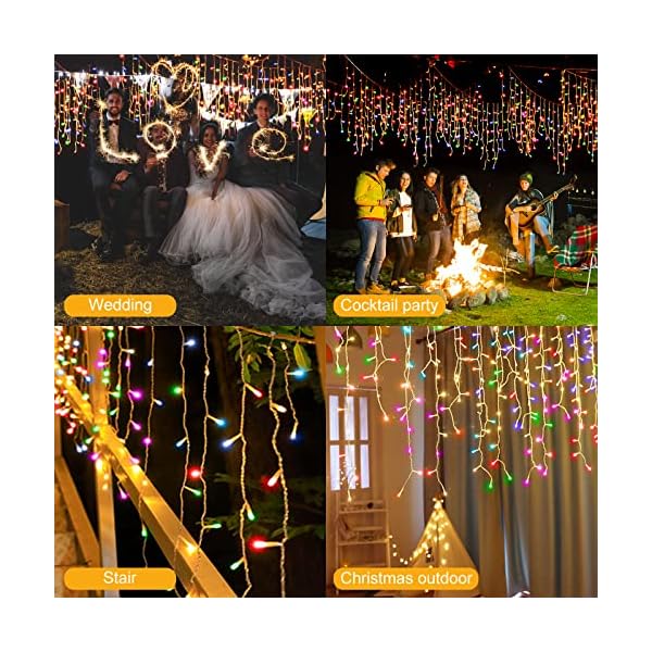 Lichterkette Eisregen Außen, GUSODOR 10M 400LED Lichtervorhang mit Timer 8 modi IP65 wasserdicht, Weihnachtsbeleuchtung… – Bild 5