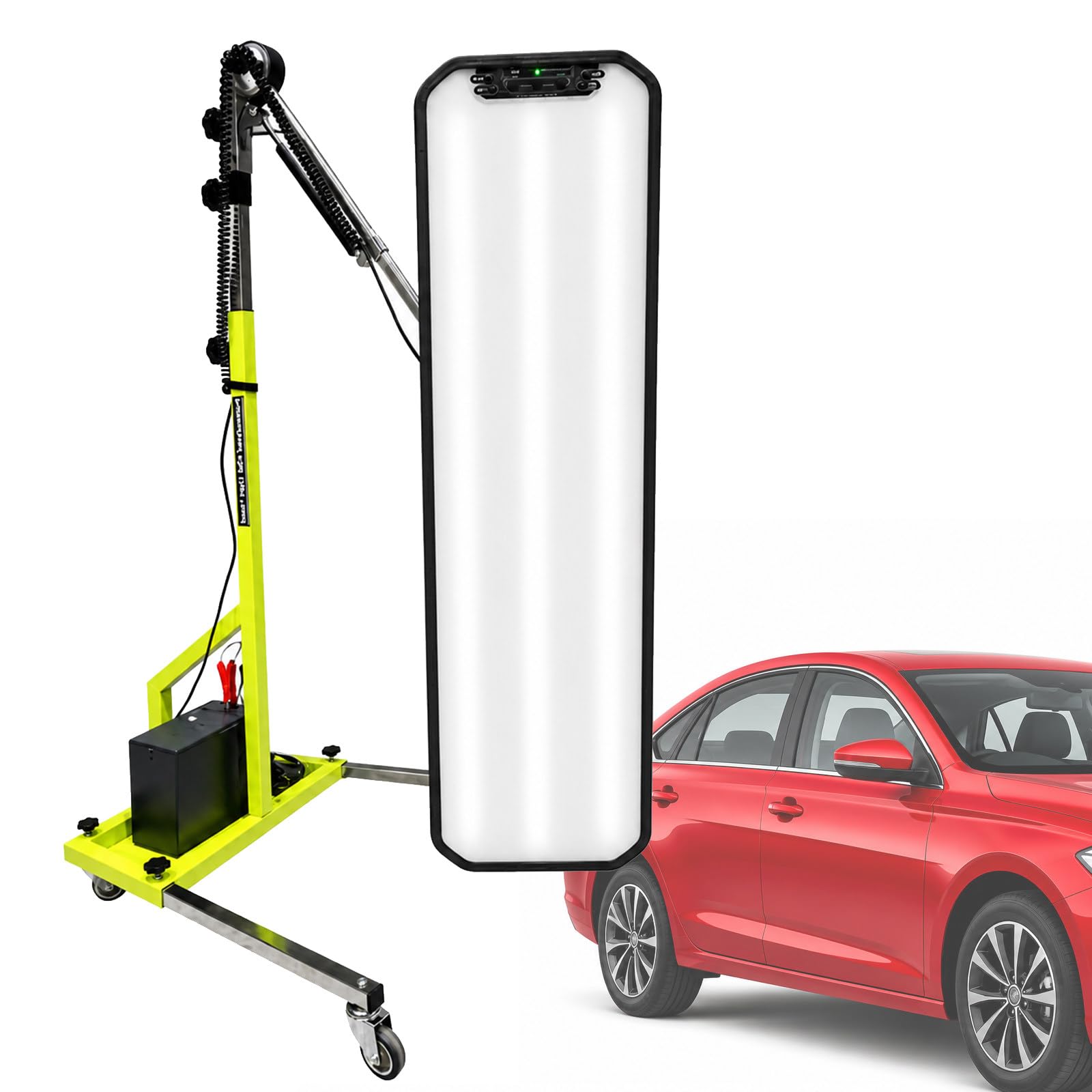 JIYINGHUI Paintless Dent Repair Light Board with Wheels, Professional PDR LED Dent Detection Tool for Auto Body Hail Damage Repair, Adjustable Brightness, 72W Green