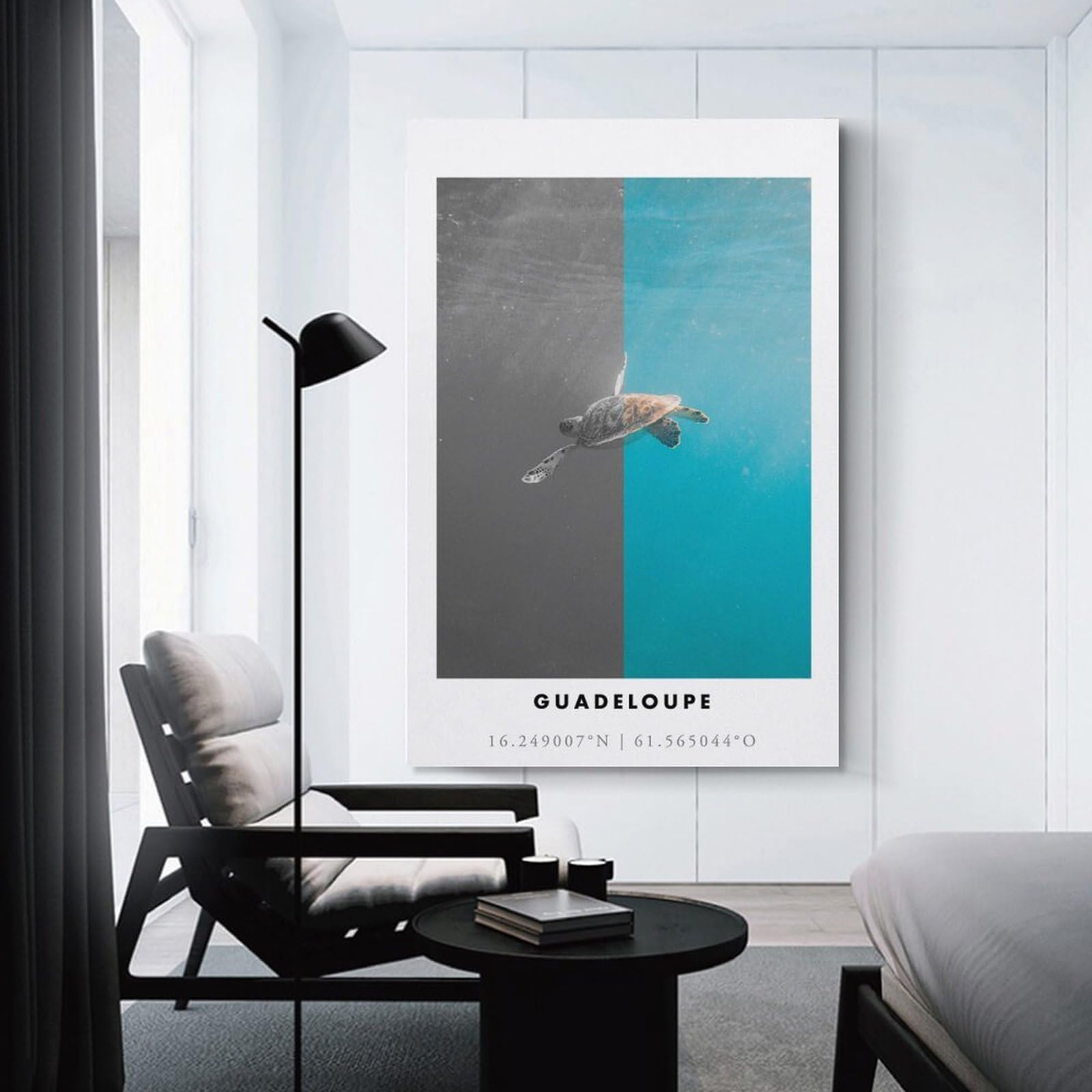 Junmoney Sea Turtle Guadeloupe Canvas Wall Decor, 24x36inch(60x90cm), for Bedroom, Guest Room Or Reading Nook, Canvas Wall Decor for Personal Spaces
