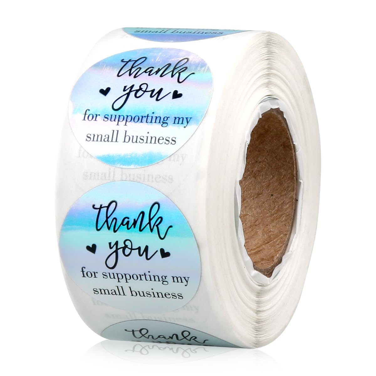 Lotsdonxia 500 PCS Rainbow Holographic Thank You Stickers - Durable & Removable 2.5cm Diameter Self-Adhesive Labels for Small Business Gifts, Packaging & Retail
