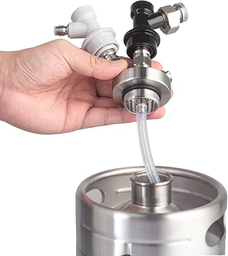 Miniatura 6 de TMCRAFT Mini dispensador de barriles, mini lanza de barril de acero inoxidable, conector de cerveza de ajuste rápido con manguera de cerveza de 50