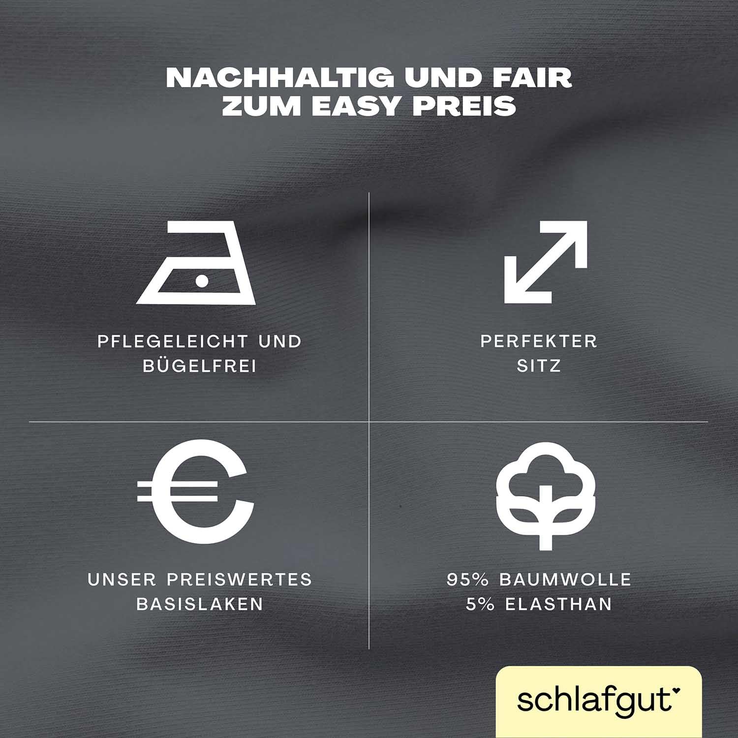 Schlafgut Easy Jersey Elasthan Topper Spannbettlaken 180x200 bis 200x220 Grey Deep, Spannbetttuch aus superweicher Baumwolle mit Elasthan