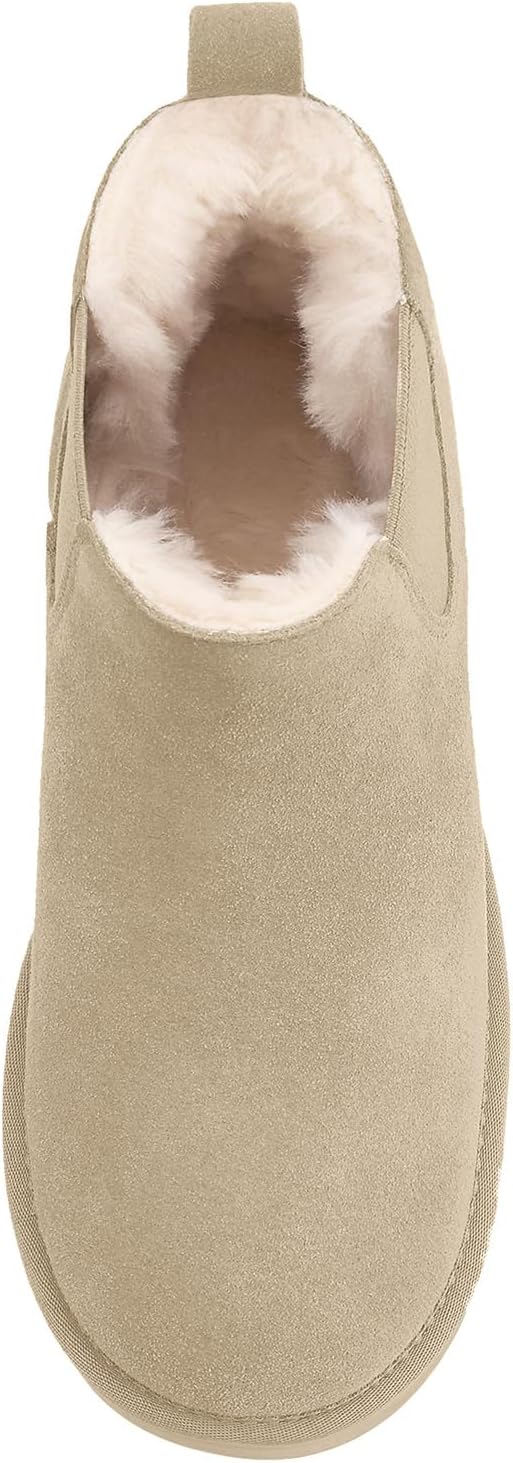 Athlefit Women's Classic Platform Chelsea Boots Winter Warm Fur Lined Anti-Slip Short Ankle Snow Boots