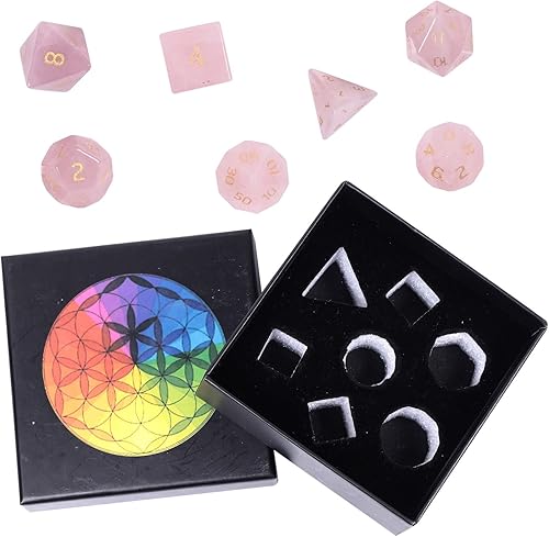 Miniatura 6 de Nupuyai Juego de 7 dados poliédricos de cristal curativo irregular natural y 7 dados poliédricos de cristal para RPG MTG, Piedra