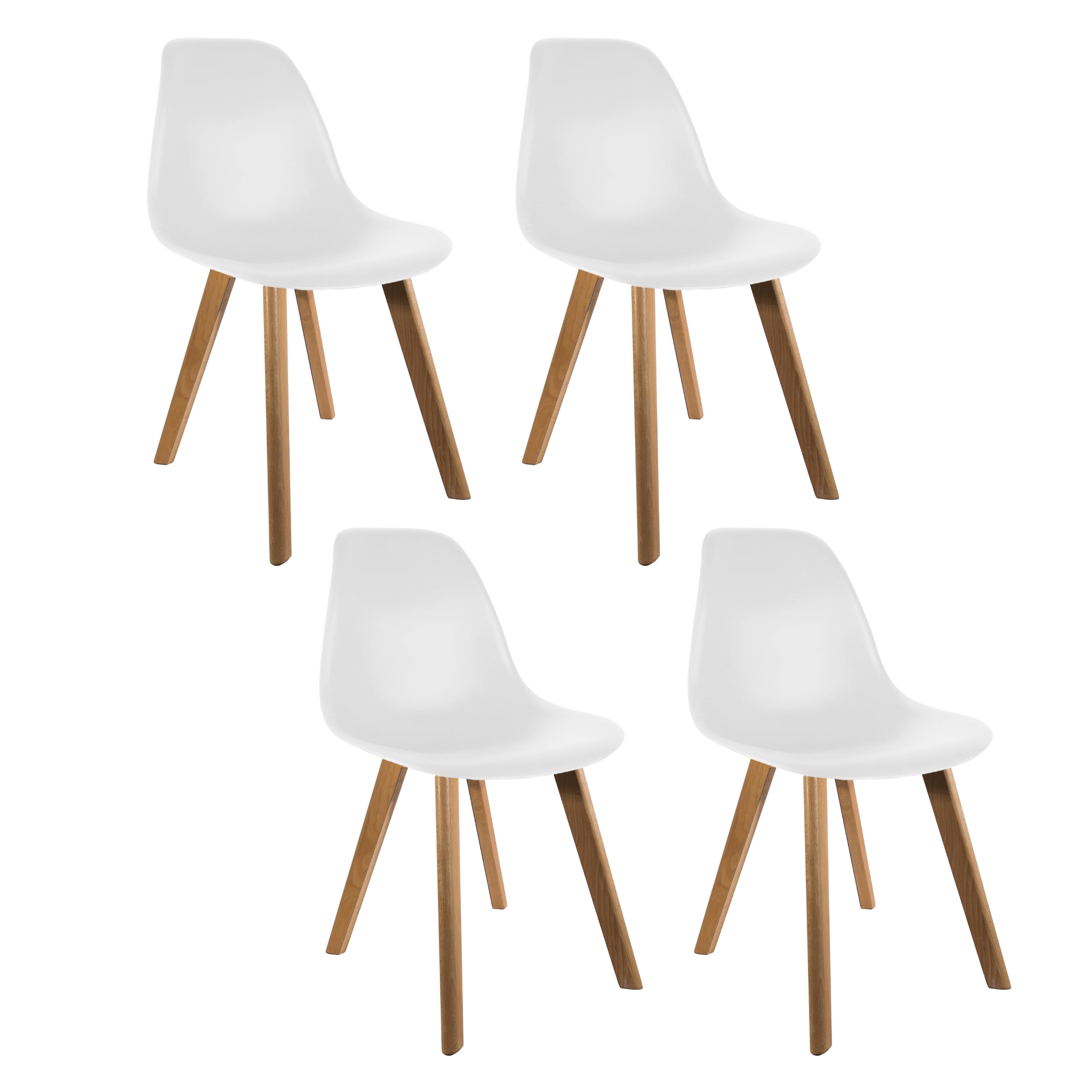 HOME DECO FACTORY - HD3074 Lot de 4 Chaises Rétro Scandinaves - Design Bi-Matière - Assise en Tissu - Pieds en Bois - Dimensions 46,2 x 52 x 86,4 cm - Couleur Blanc