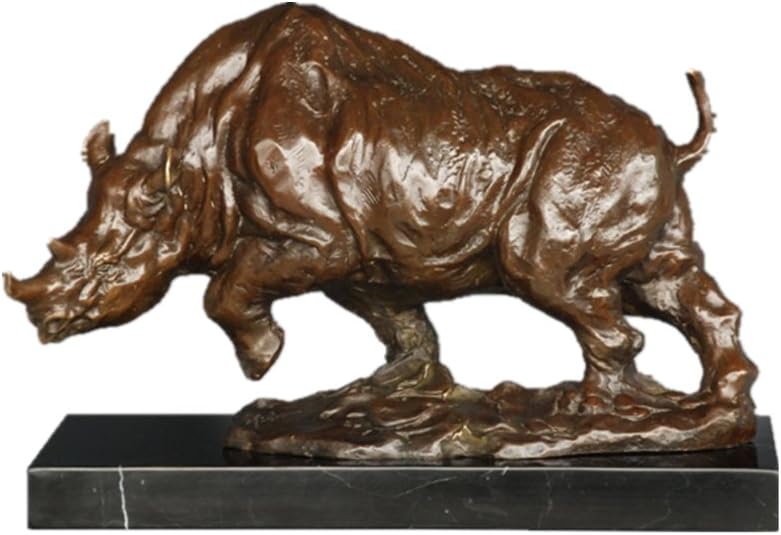 Toperkin Bronze Statues Animal Sculptures Rhino Artwork Handmade Art Craft Figurine TPAL-338